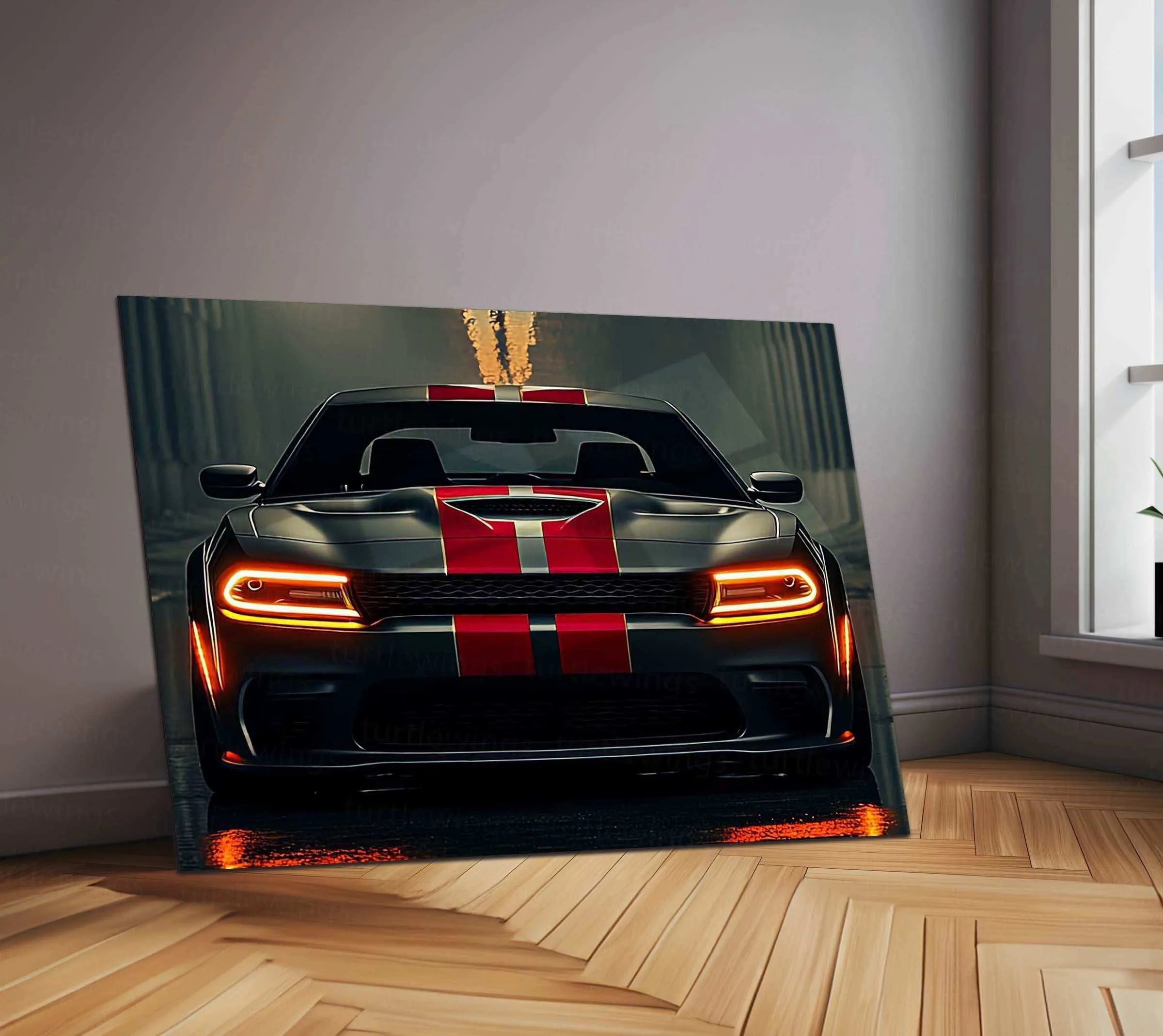 Dodge Racing Neon LED Metal Poster â Muscle Car Performance Wall Art