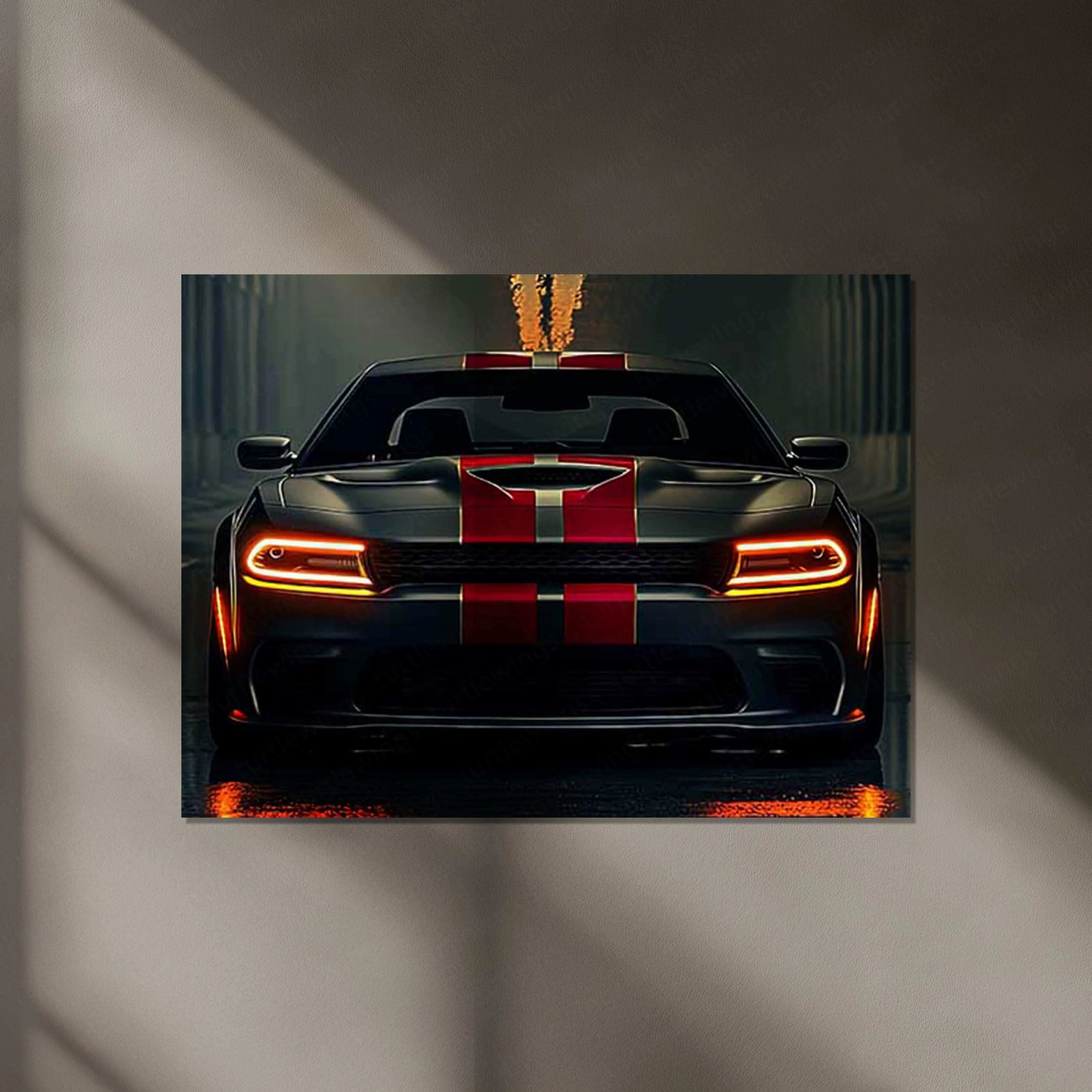 Dodge Racing Neon LED Metal Poster â Muscle Car Performance Wall Art