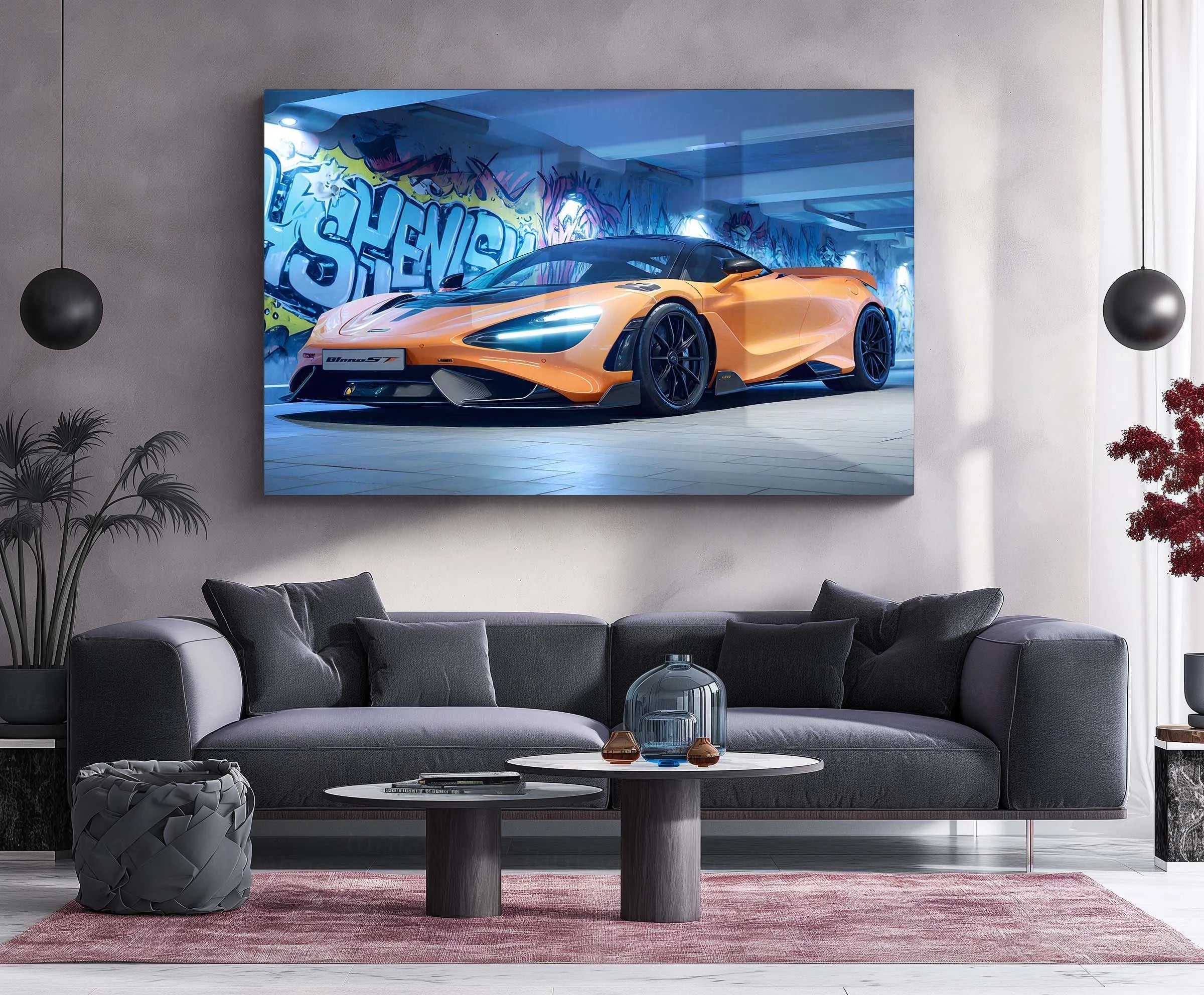 LED | 🚀 McLaren 765LT Neon LED Metal Poster | Limited-Track Edition Supercar Wall Art
