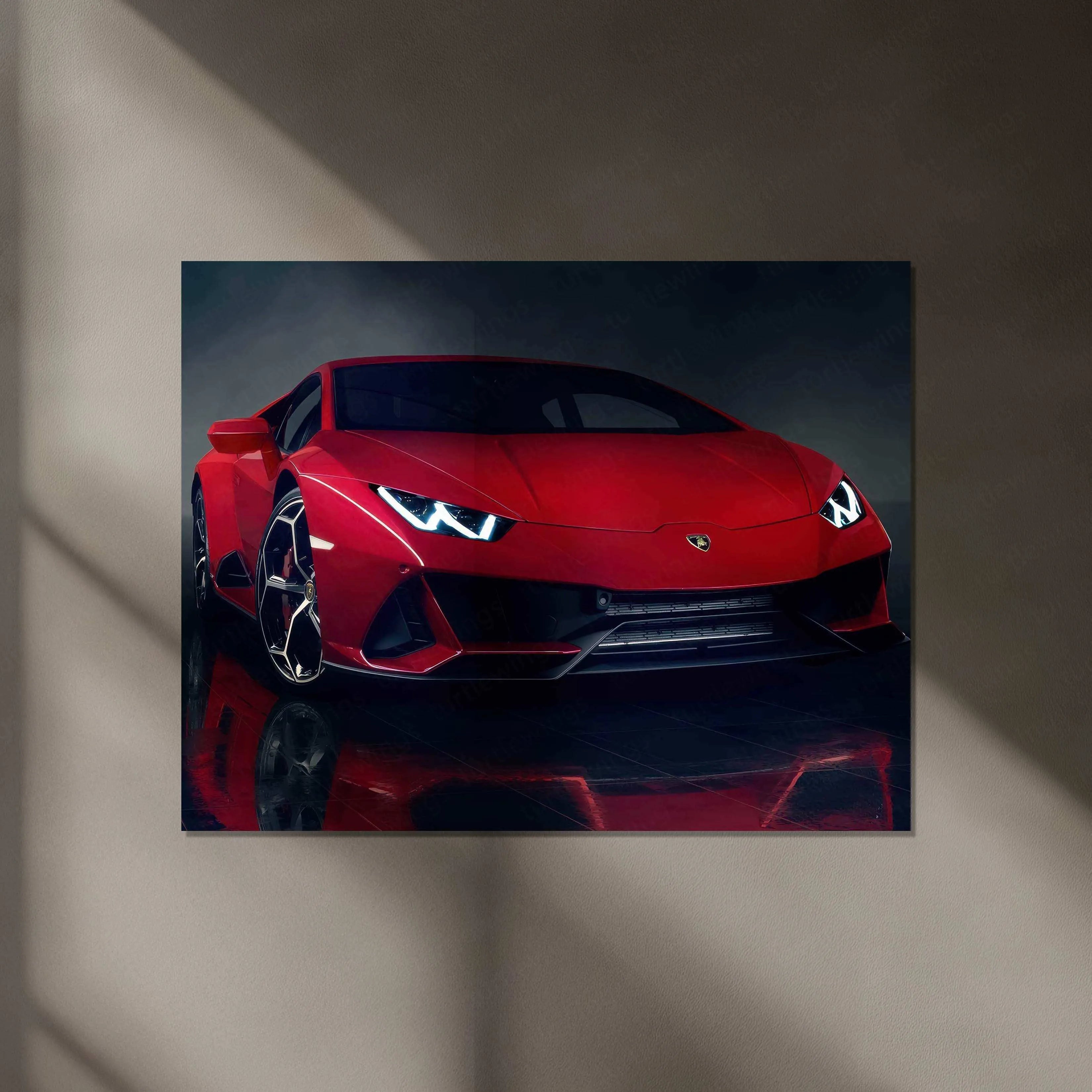 Lamborghini HuracÃ¡n "The Red Beast" Neon LED Metal Poster