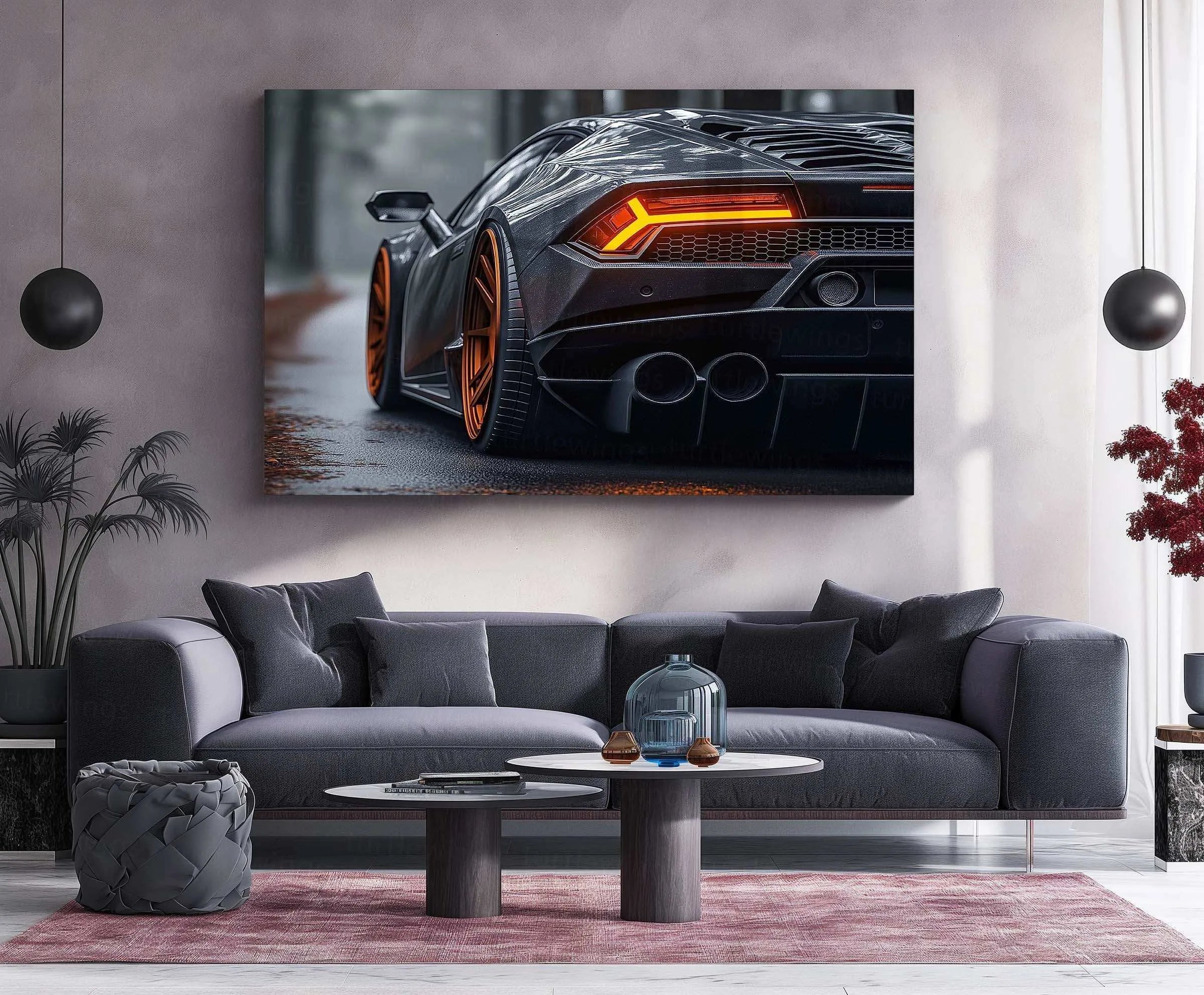 Lamborghini Neon LED Metal Frame â Luxury Car Wall Art