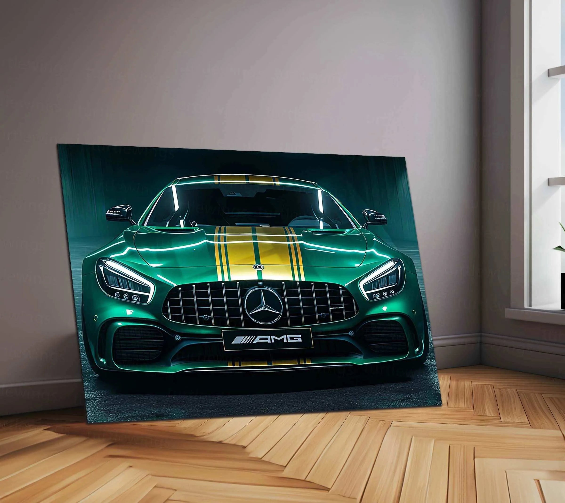 Mercedes Racing Neon LED Metal Poster â High-Performance Motorsport Wall Art