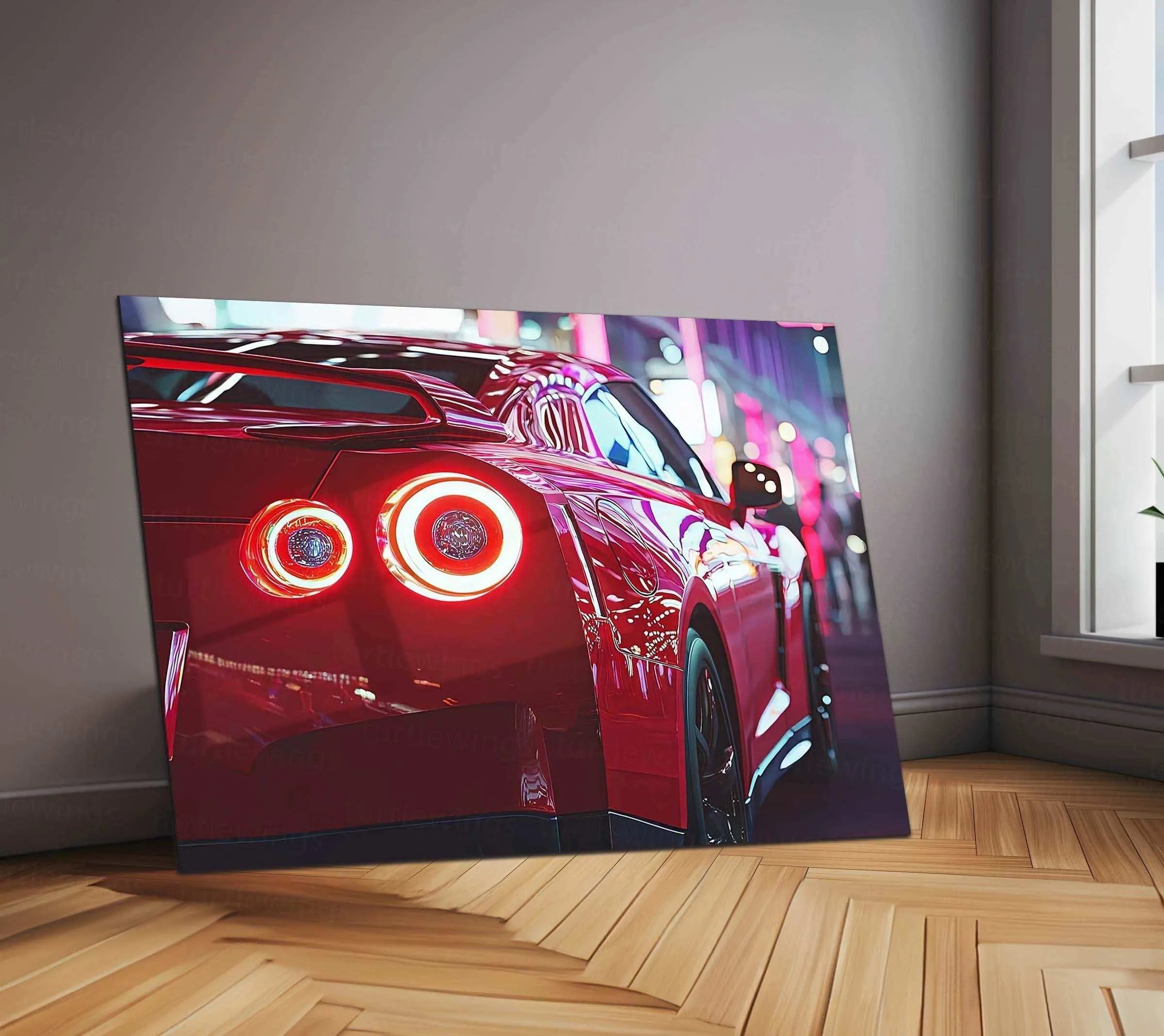 Nissan R35 GTR Neon LED Metal Frame â Ultimate Sports Car Wall Art 2