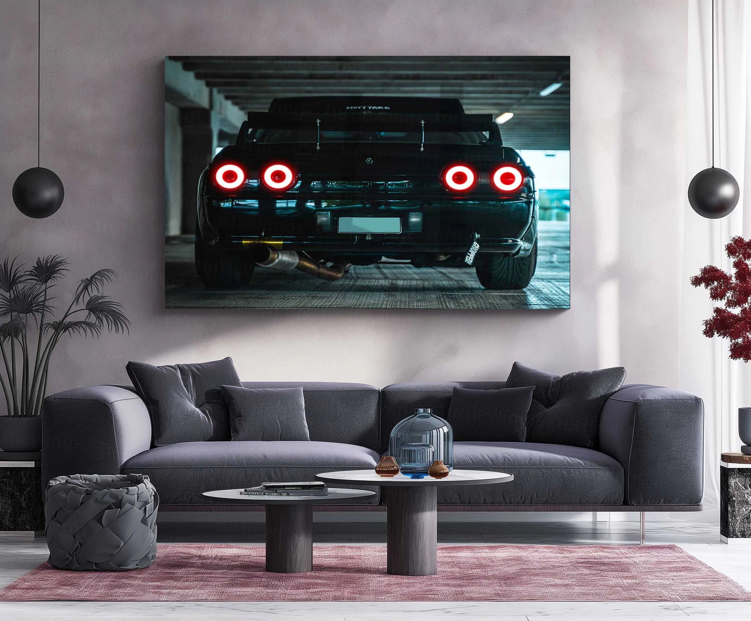 LED | 🏁 Nissan Skyline GT-R R34 Neon LED Metal Poster | JDM Legend Wall Art | Street Racer Glow Decor